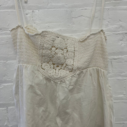 White Venca Babydoll Crochet Knit Broderie Anglaise Camisole