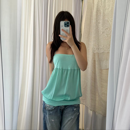 Turquoise Patrizia Pepe Balloon Hem Open Back Halter Neck Camisole