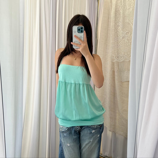 Turquoise Patrizia Pepe Balloon Hem Open Back Halter Neck Camisole