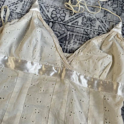 mexx broderie anglaise eurosummer off white halterneck camisole top with lace hem