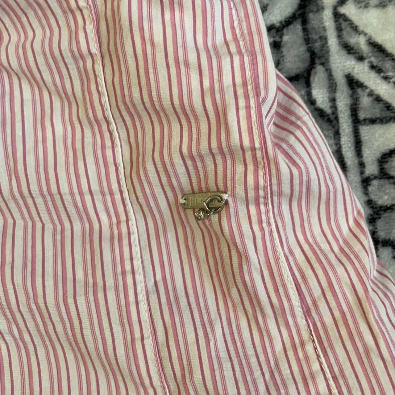 vintage coquette kocca baby pink pinstripe ruffle bust button down camisole