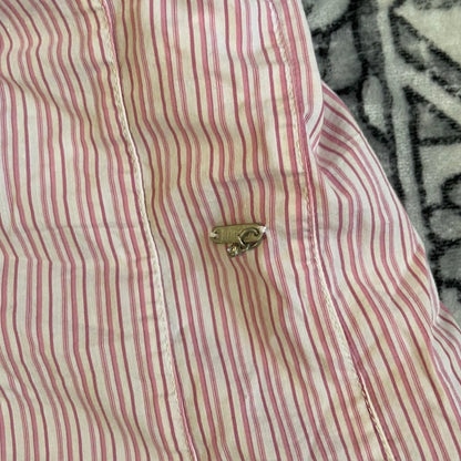 vintage coquette kocca baby pink pinstripe ruffle bust button down camisole