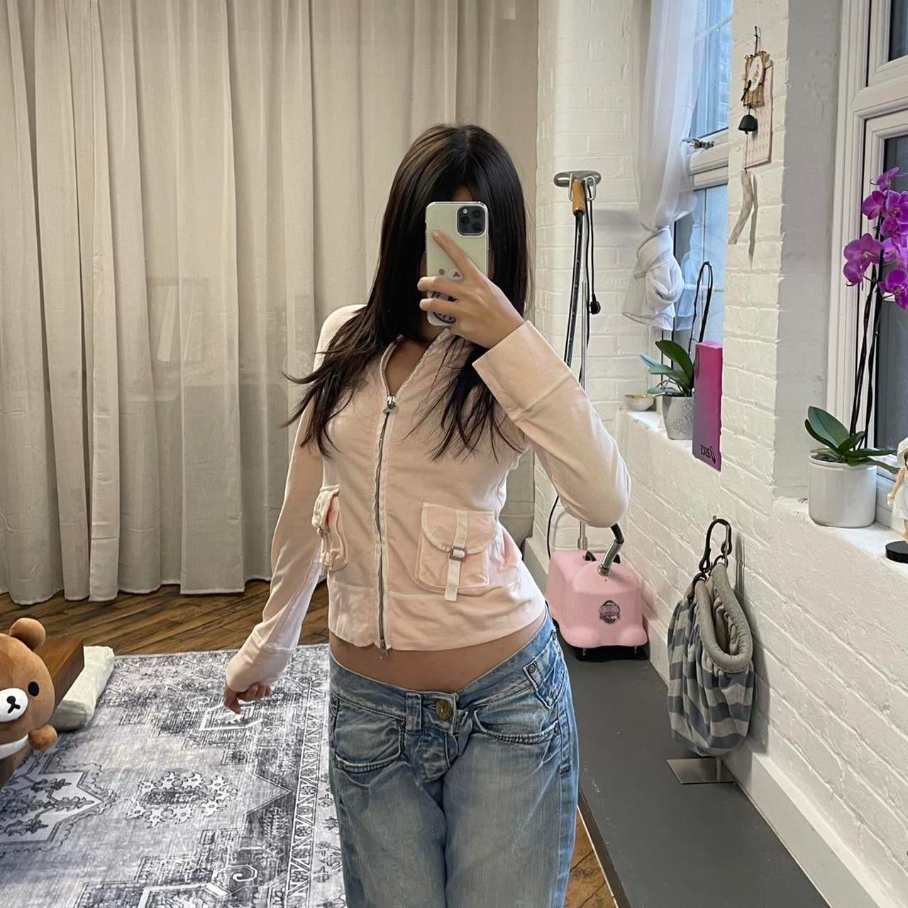 coquette preppy prideglide salmon pink patch utility buckle zip hoodie jacket