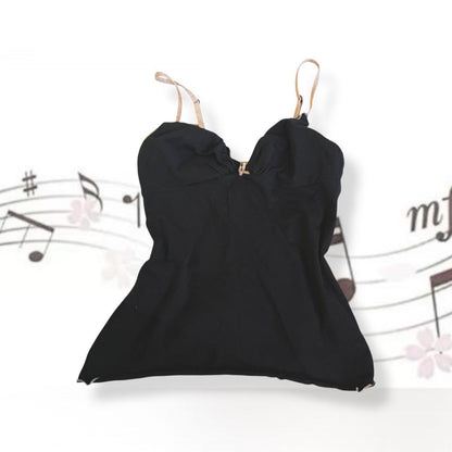 balletcore black pink contrast trim lettuce trim camisole