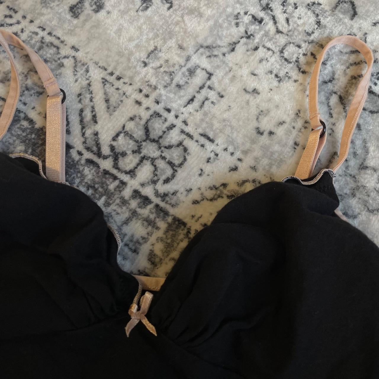 balletcore black pink contrast trim lettuce trim camisole