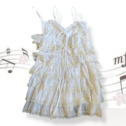 cristinaeffe romantic white ruffle lace tiered midi dress