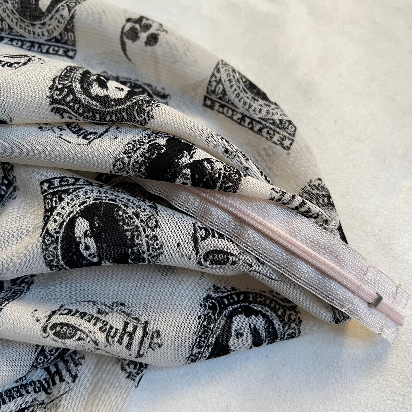 silk hysteric glamour sheer white black ornamental portrait graphic print lace camisole