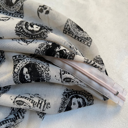 silk hysteric glamour sheer white black ornamental portrait graphic print lace camisole