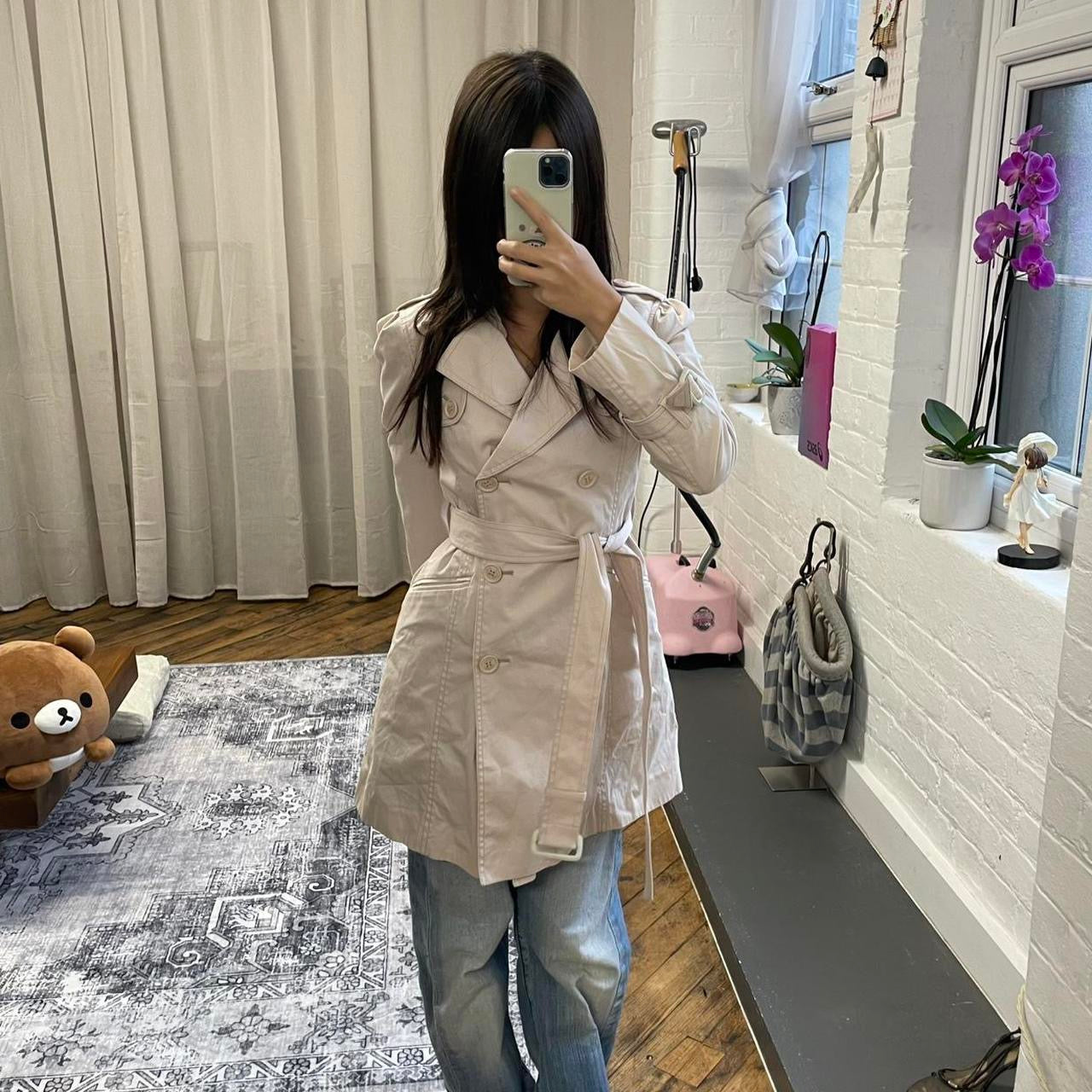 coquette preppy baby pink spring prideglide mid length trench coat