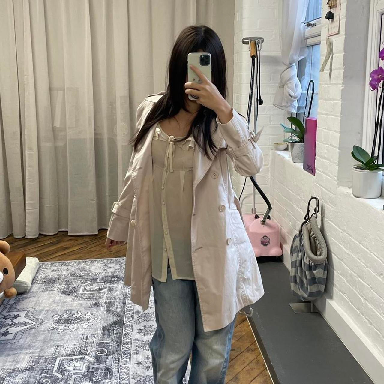 coquette preppy baby pink spring prideglide mid length trench coat