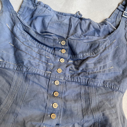 marithe francois girbaud avante garde lilac milkmaid corset button crop vest top