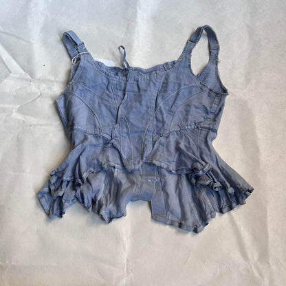 marithe francois girbaud avante garde lilac milkmaid corset button crop vest top