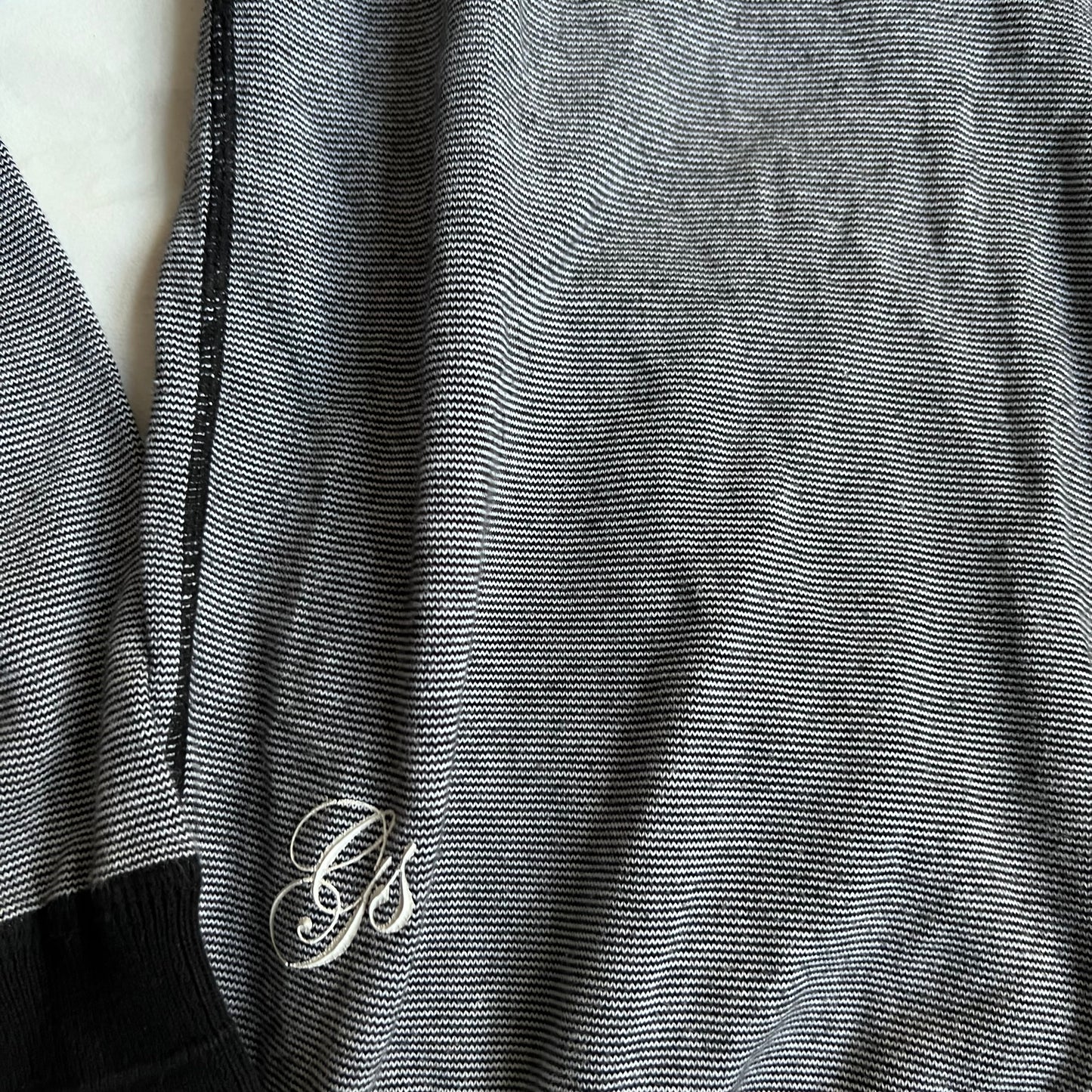 black grey striped g-star striped v neck long sleeve embroidery graphic sweater