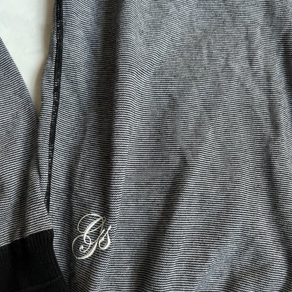 black grey striped g-star striped v neck long sleeve embroidery graphic sweater