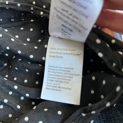 etam black sillk coquette balletcore polka dot camisole