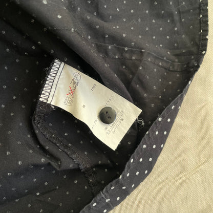 naracamicie coquette balletcore black collared polka dot frill cap sleeve blouse