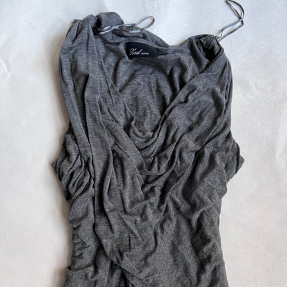 grey koul liquid slouchy draped sleeveless bodycon mini dress