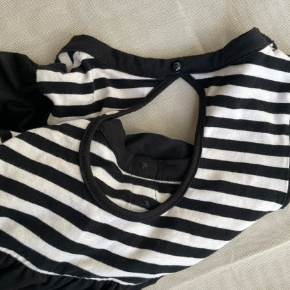 preppy pumpkin back striped babydoll keyhole back tunic blouse