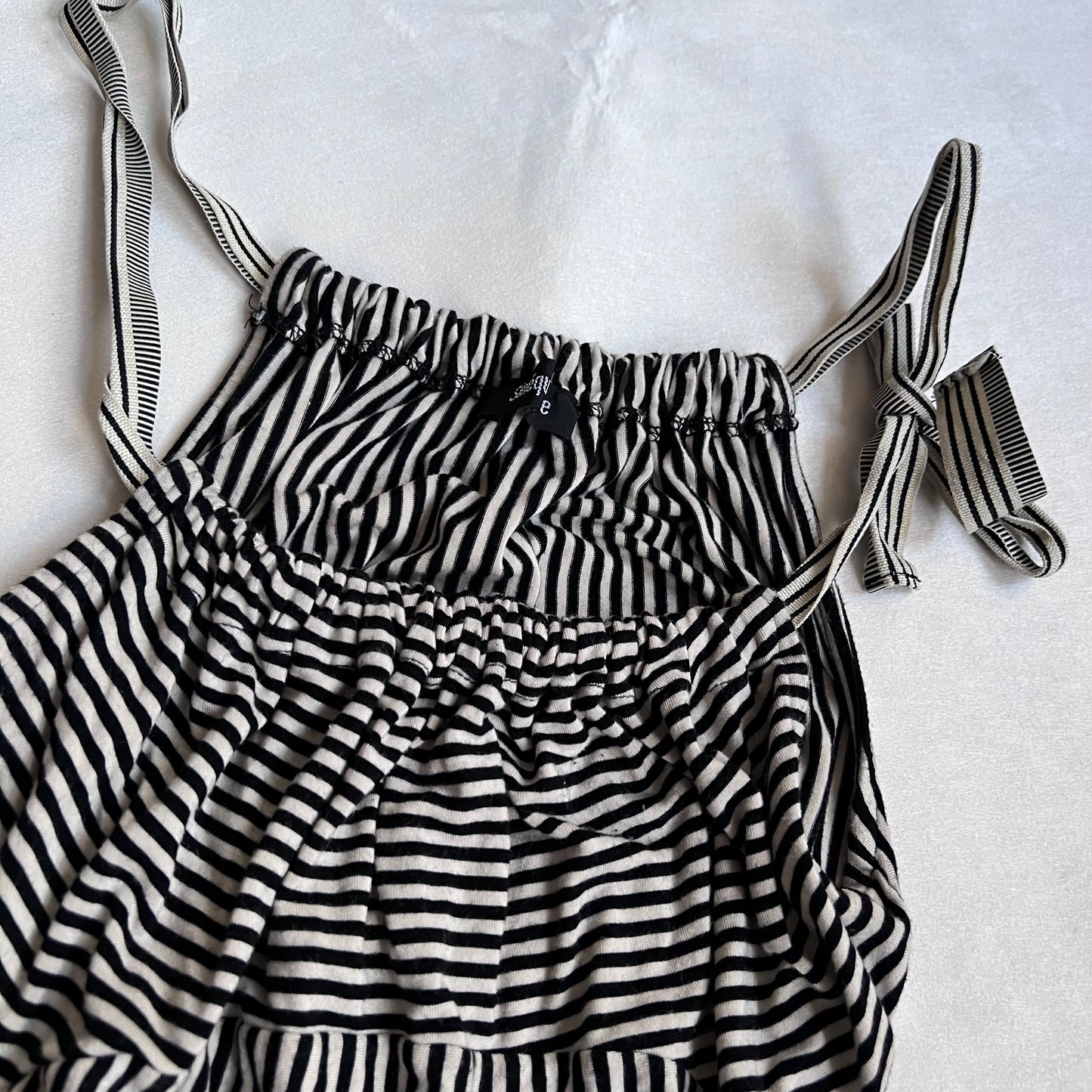 sinequanone black beige striped ruched neck camisole