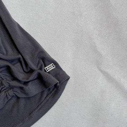 miss sixty grey purple puff sleeve ruched lace up bust fitted blouse shirt