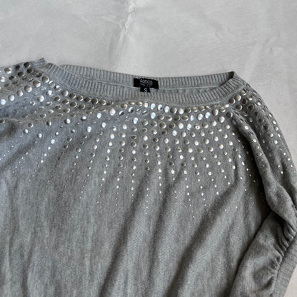 blanco grey silver studded oversized batwing jersey tunic sweater