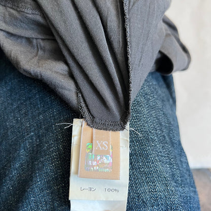 galliano dark grey puff sleeve gothic charm babydoll tunic blouse