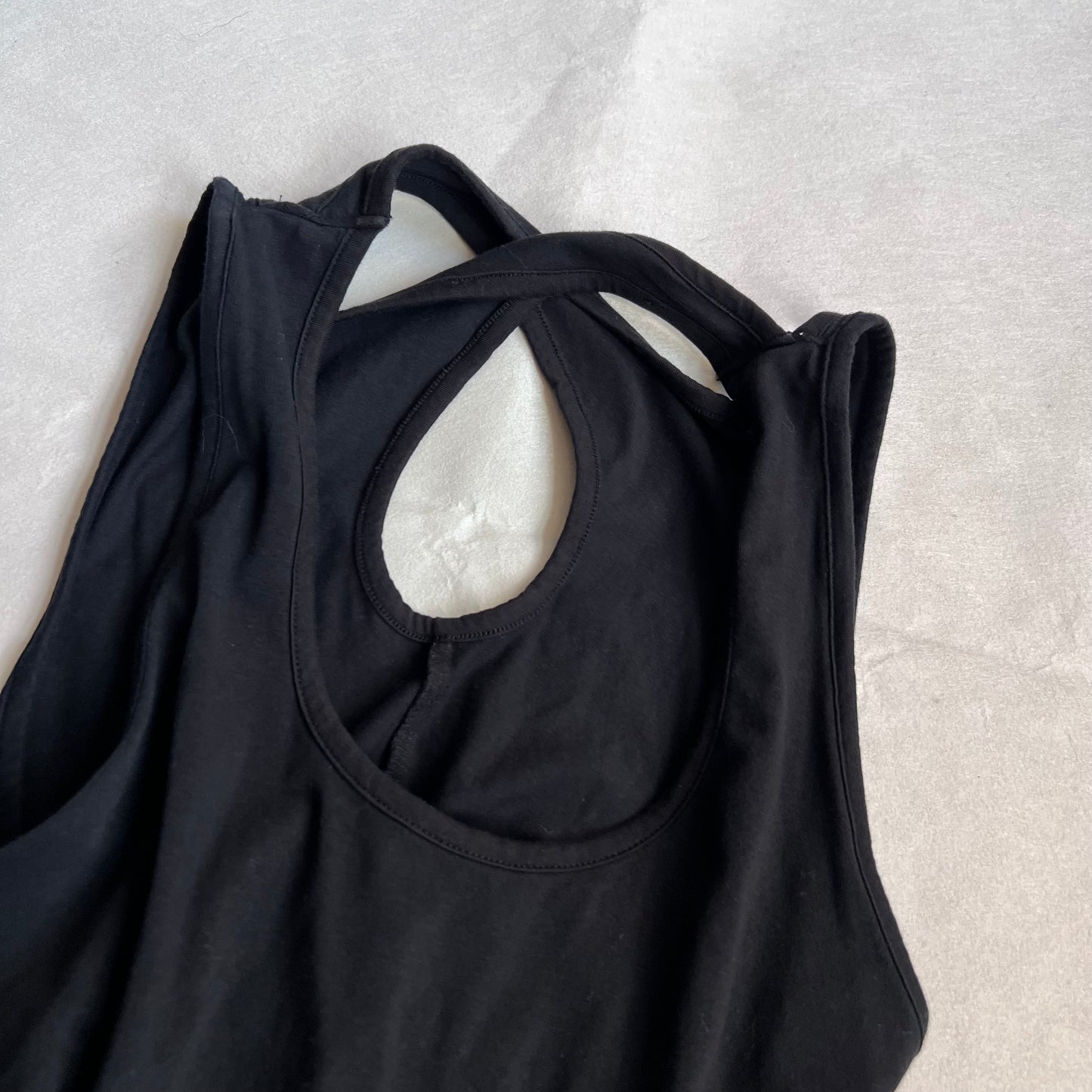 black cora kemperman crossback ribbed ruched tunic vest top