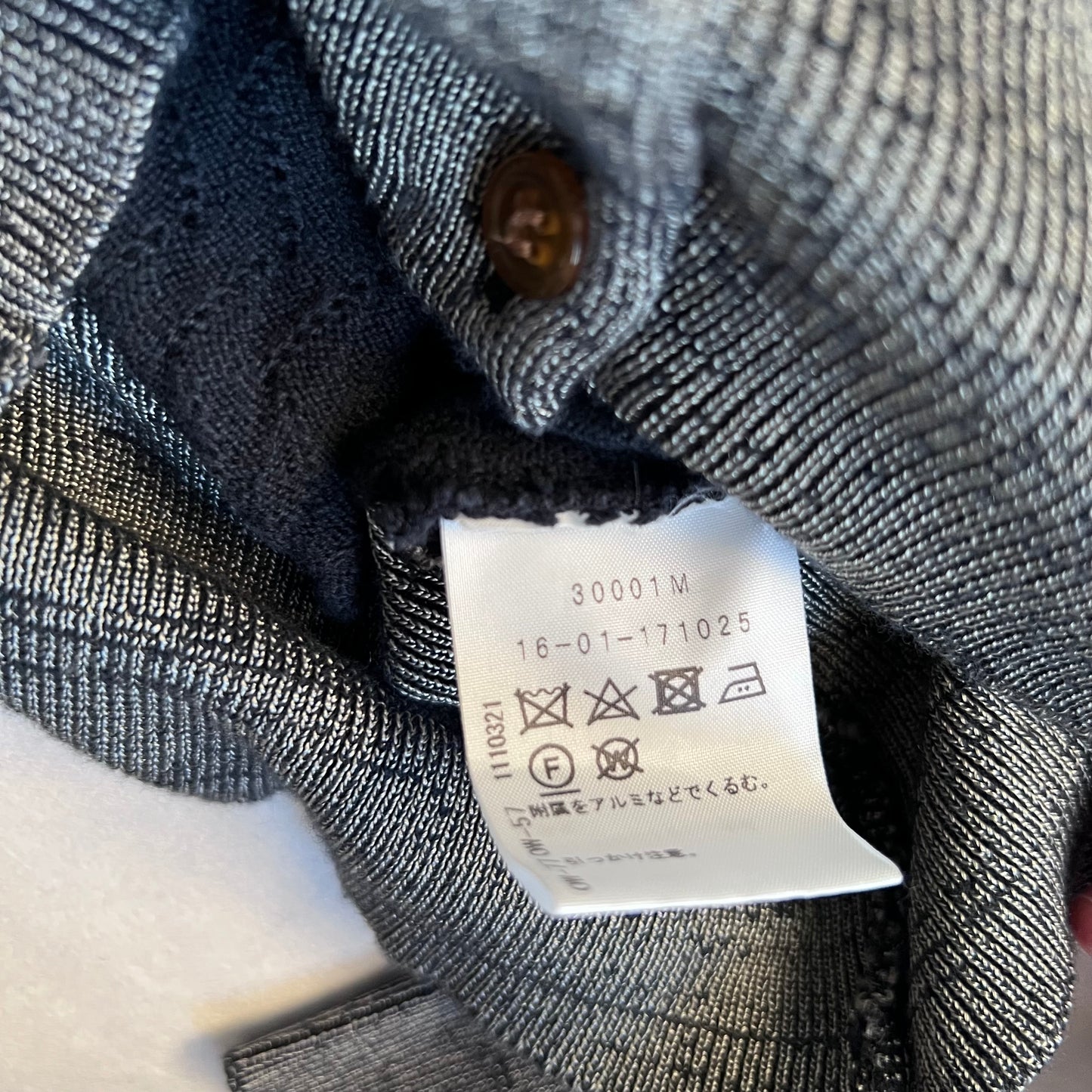 vivienne westwood red label navy grey lacey pointelle contrast long sleeve cinched waist cardigan