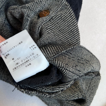 vivienne westwood red label navy grey lacey pointelle contrast long sleeve cinched waist cardigan