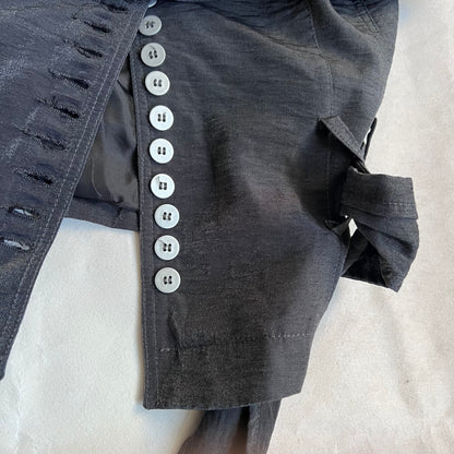 extyn dark grey black short sleeve collared mother of pearl shirt blouse