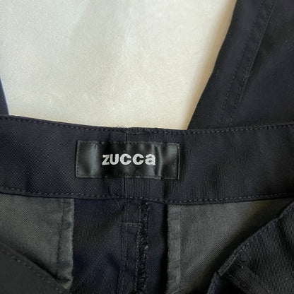 zucca asymmetric navy wool suit cuffed ankle trousers