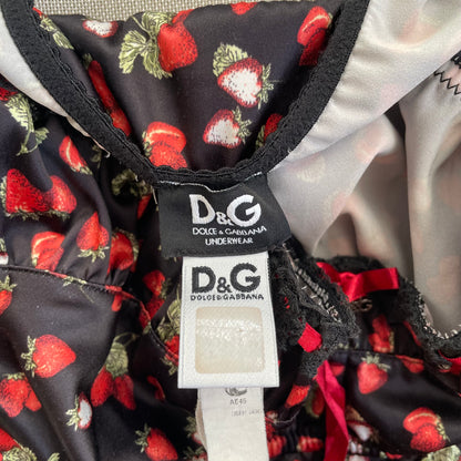 dolce & gabanna black lace strawberry print bustier balconette top
