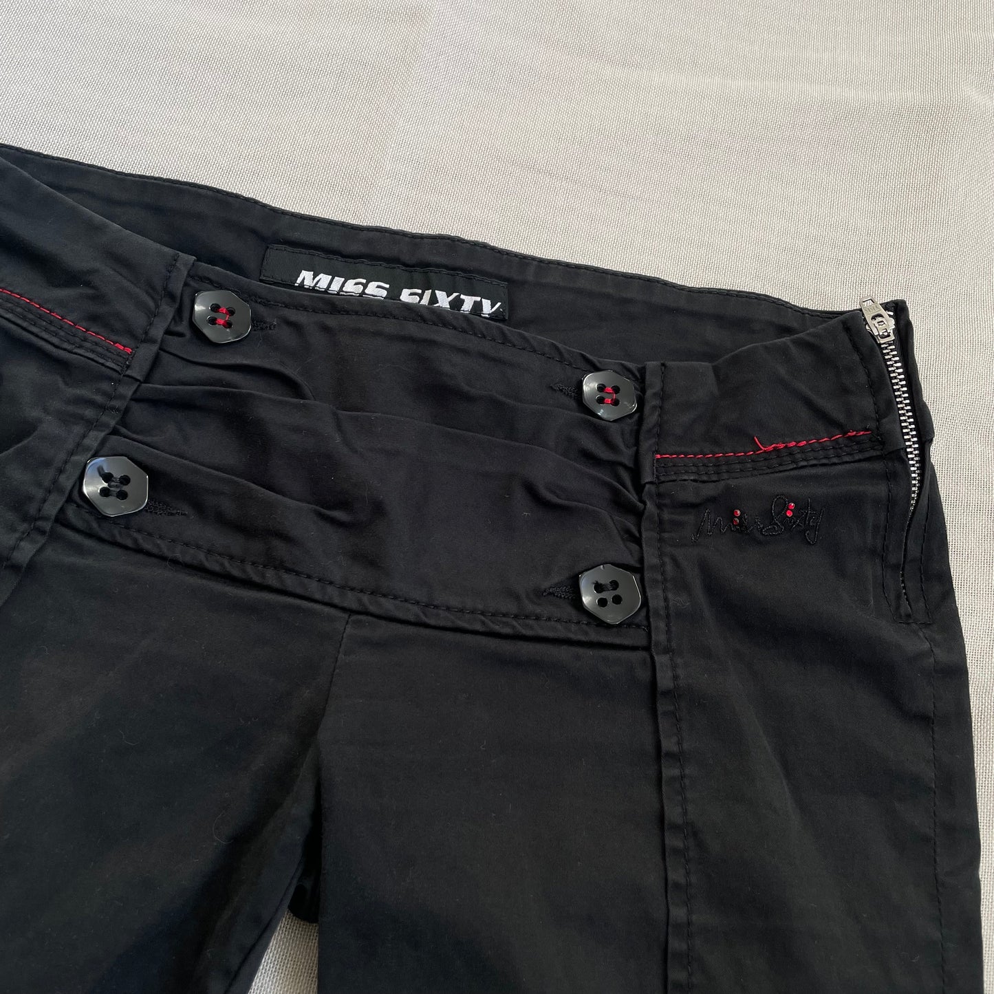 miss sixty black corpcore utility sailor button capris