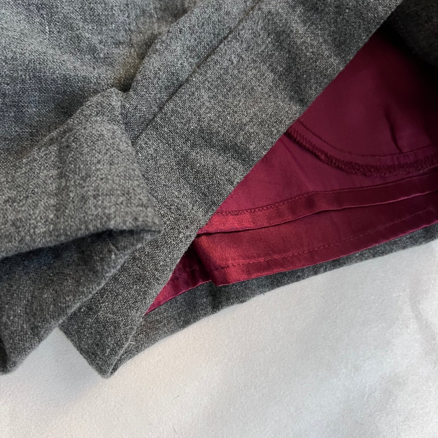 grey pink soda 80% wool blend hem button mini shorts