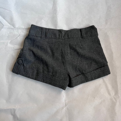 grey pink soda 80% wool blend hem button mini shorts