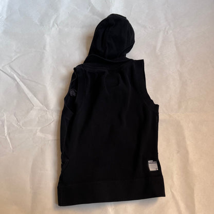 black g-star raw utility button down zip pocket hooded vest top