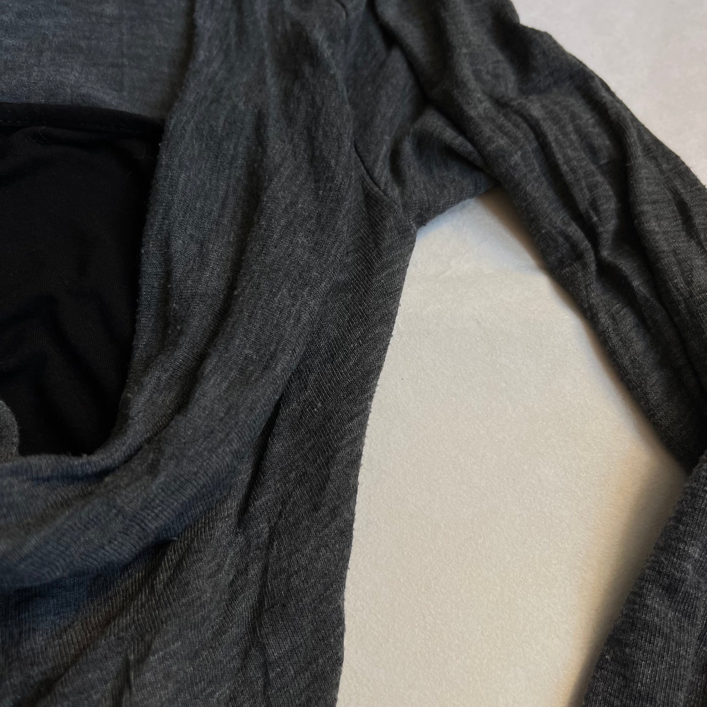 speccio grey black draped layered two in one black vest and long sleeve top