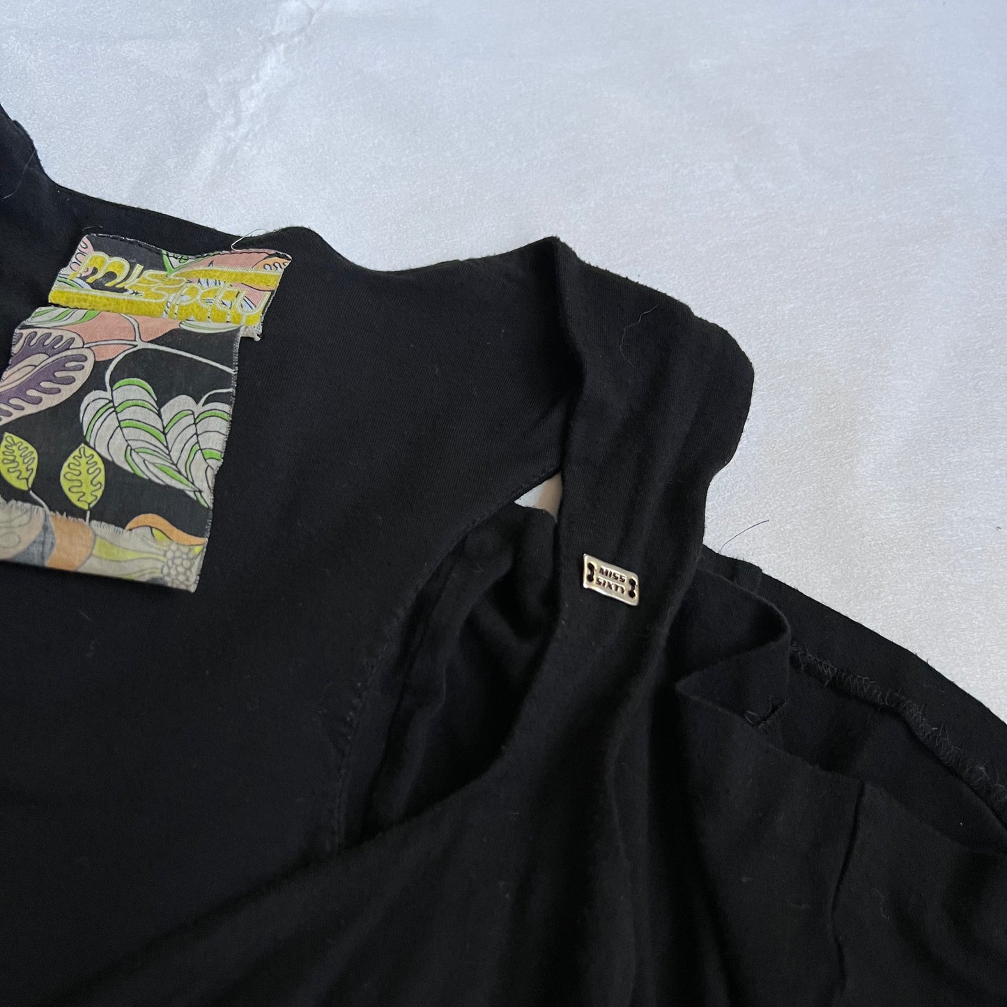 miss sixty black draped long ribbon wrap bust maxi dress