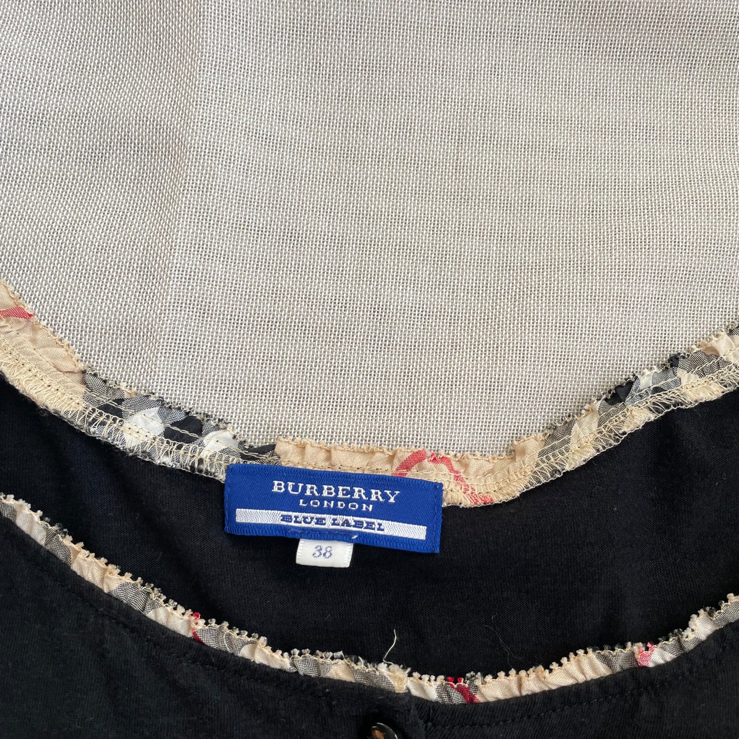 burberry blue label preppy balletcore black puff sleeve babydoll blouson top