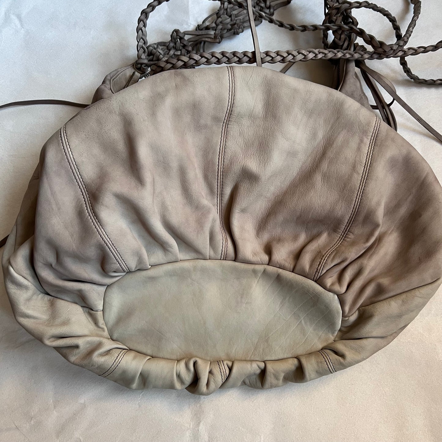 braided tassel allsaints beige stone tan faded wash oversized leather shoulder bag