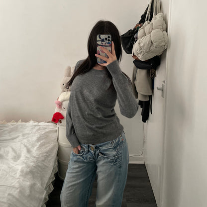 burberry brit grey long sleeve knit grommet detail nova check print jumper