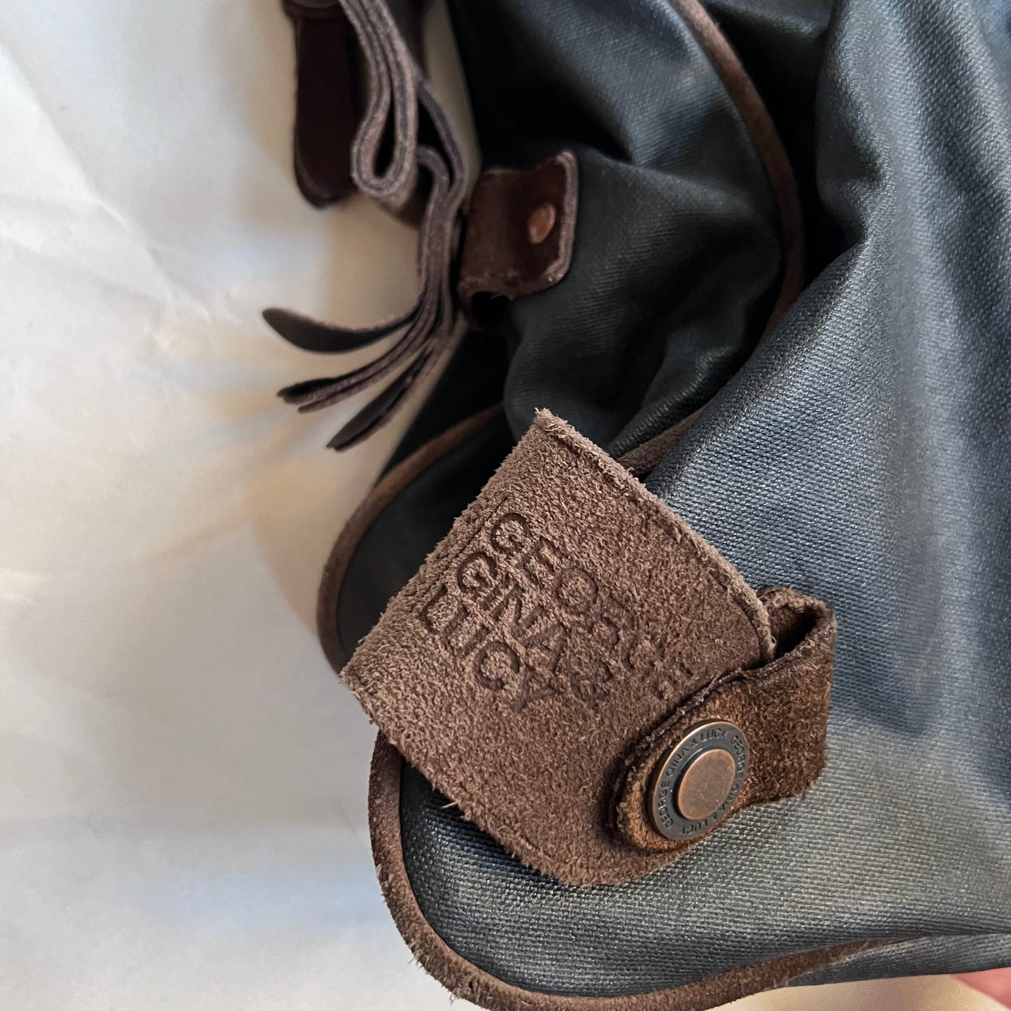 george gina & lucy canvas nuback brown suede buckle straps large tote size shoulder bag