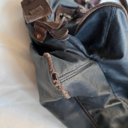 george gina & lucy canvas nuback brown suede buckle straps large tote size shoulder bag