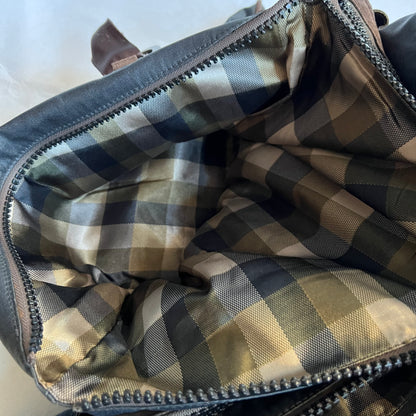 george gina & lucy canvas nuback brown suede buckle straps large tote size shoulder bag