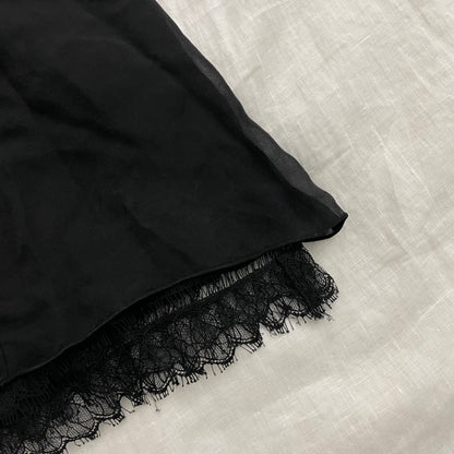 romantic eurosummer anna sui black silk lacey flared midi skirt
