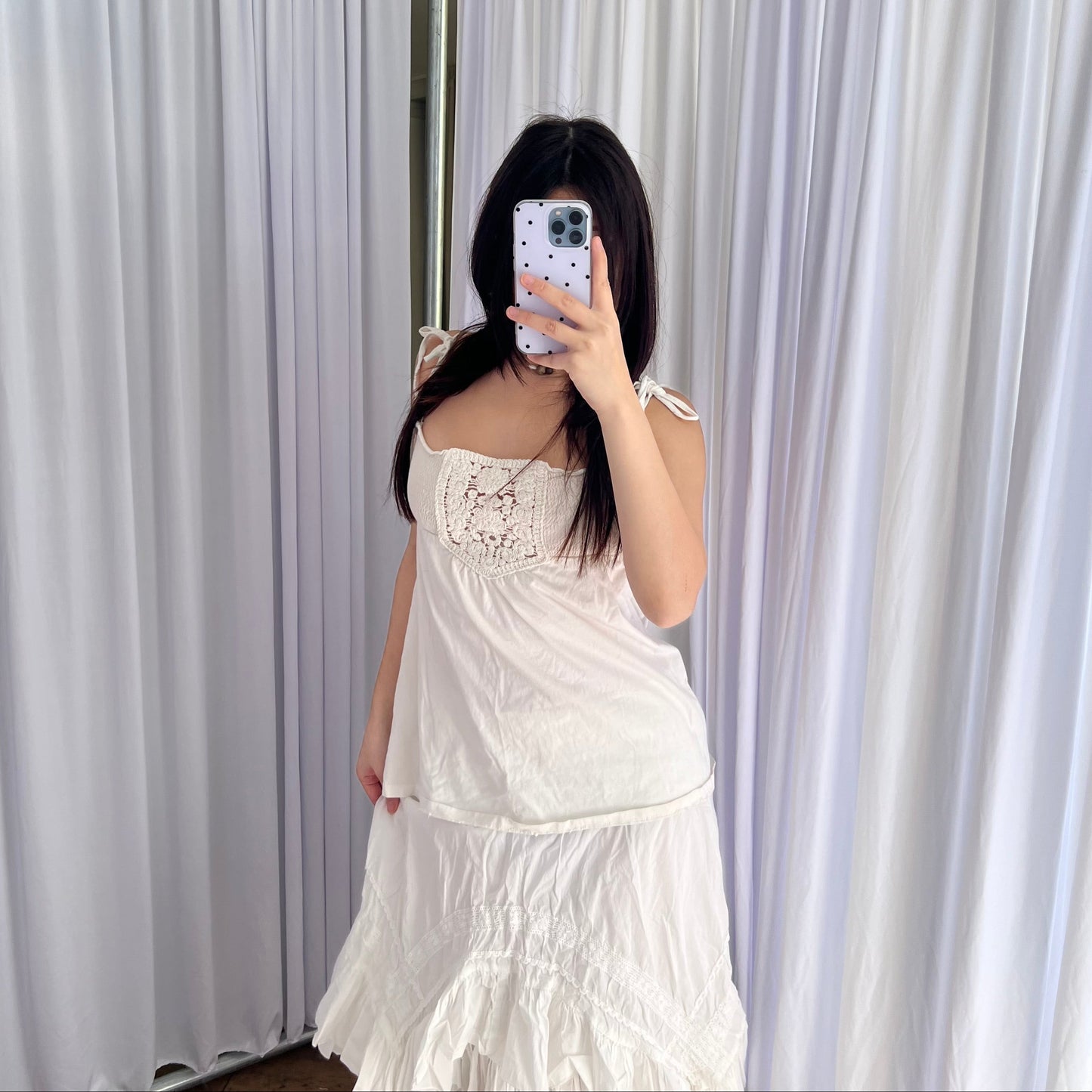 White Venca Babydoll Crochet Knit Broderie Anglaise Camisole