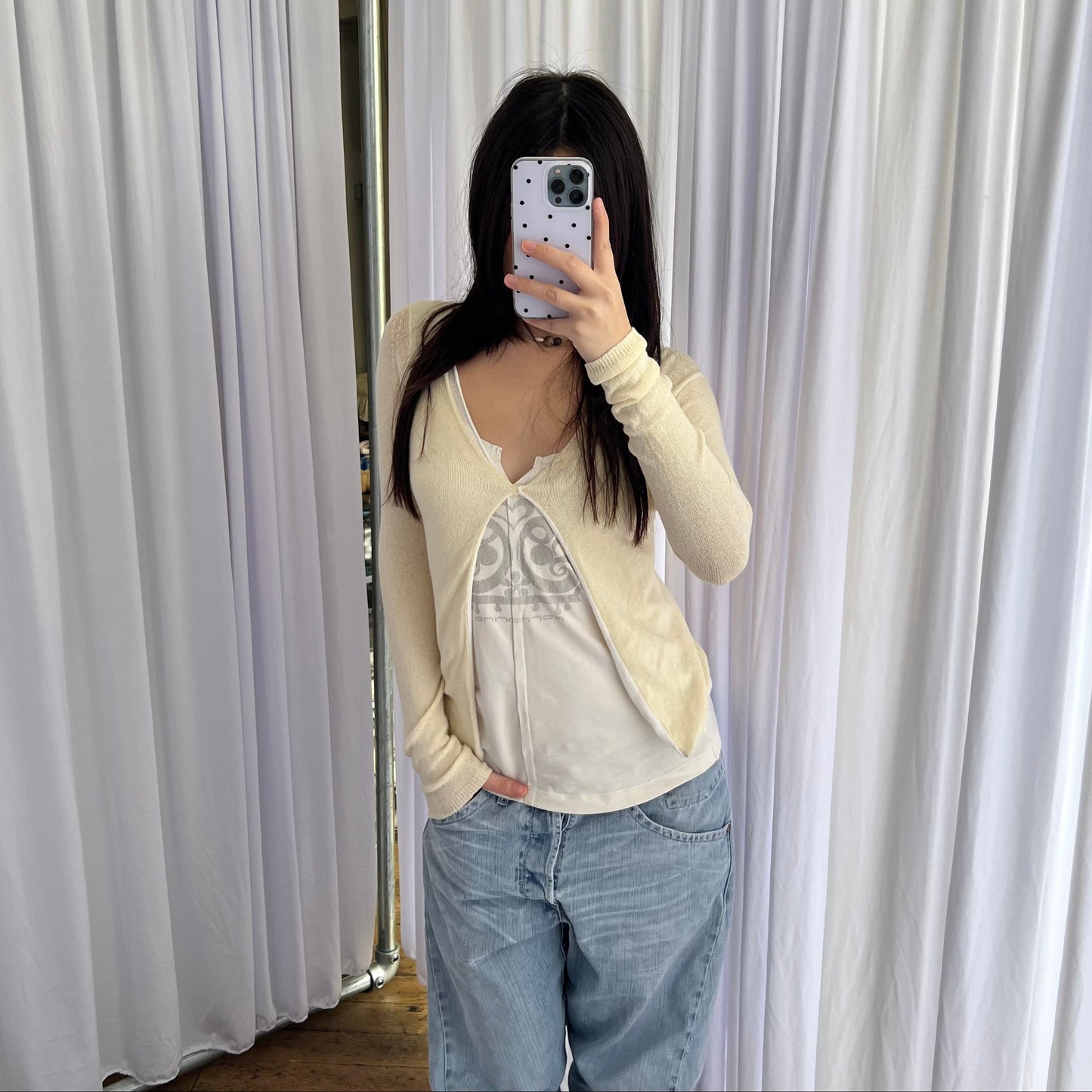 Twinset Baby Yellow White Layered Open Cardigan