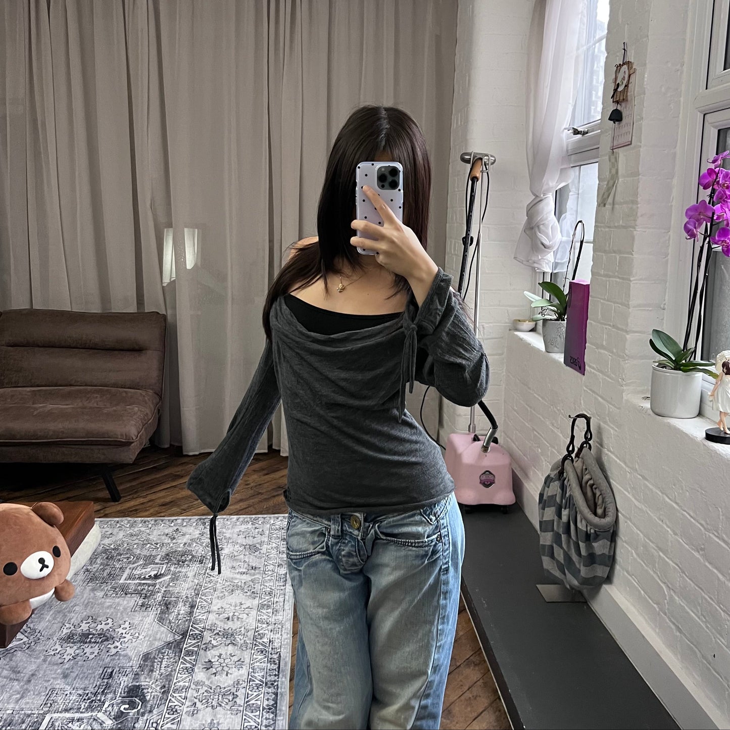 speccio grey black draped layered two in one black vest and long sleeve top