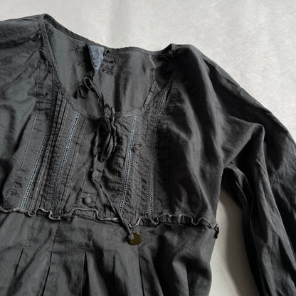 Purple Grey La Mode Est A Vous 3/4 Puff Sleeve Babydoll Tunic Blouse