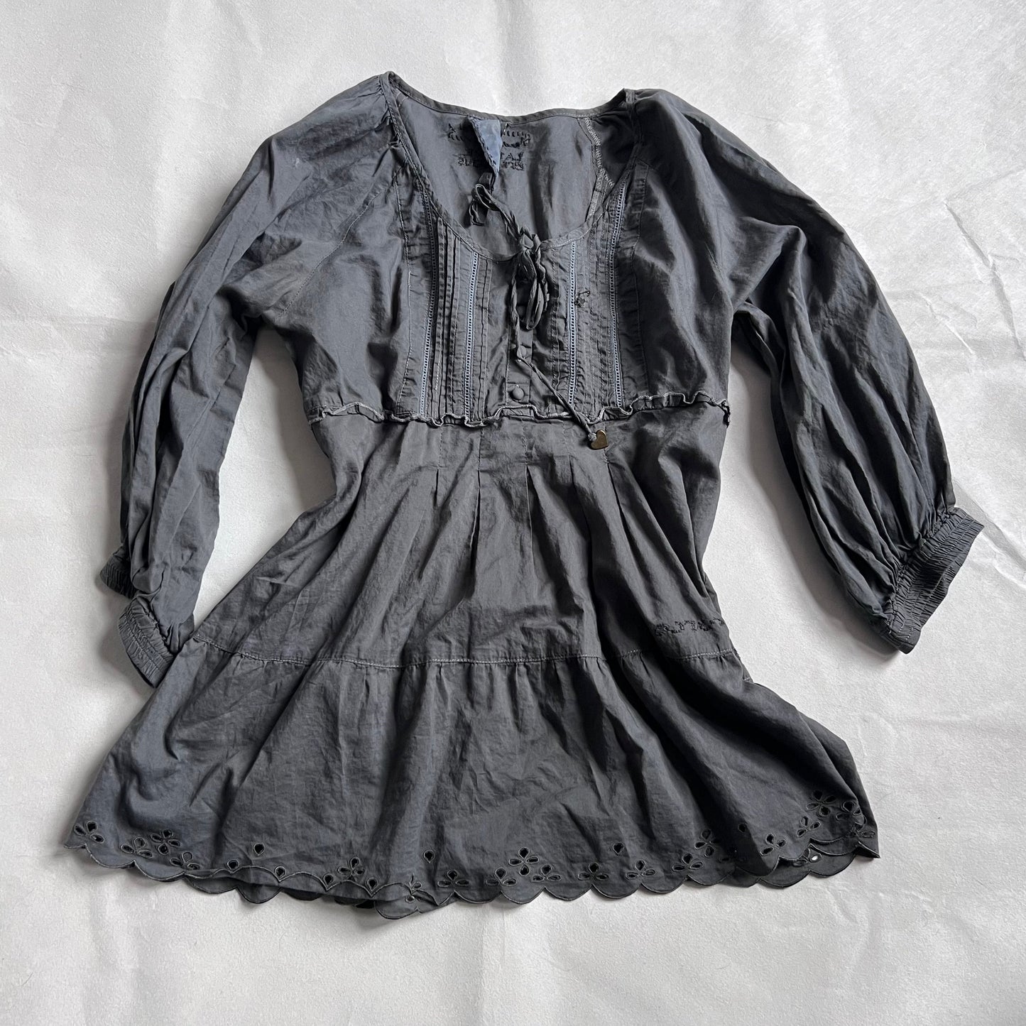 Purple Grey La Mode Est A Vous 3/4 Puff Sleeve Babydoll Tunic Blouse